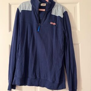 Vineyard Vines Navy and White Zip-Up Sweater